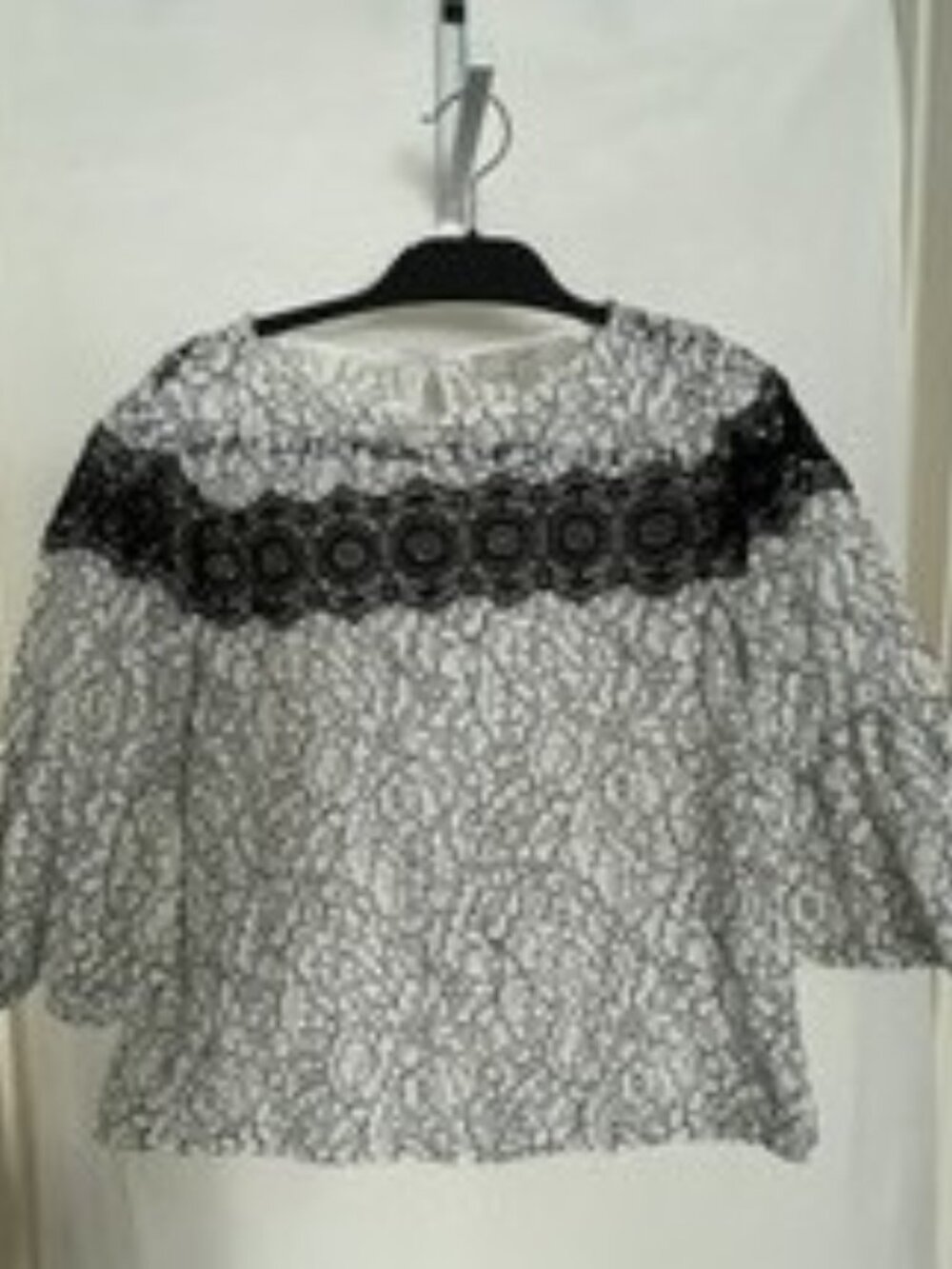LOFT Black & White Rope Lace Sheer Blouse – Women's Size XS